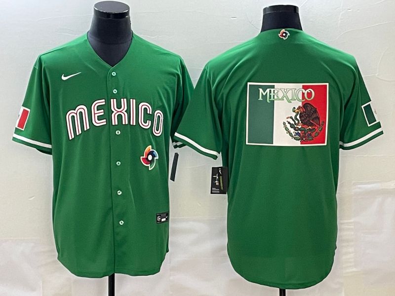 Men 2023 World Cub Mexico Blank green Nike MLB Jersey5